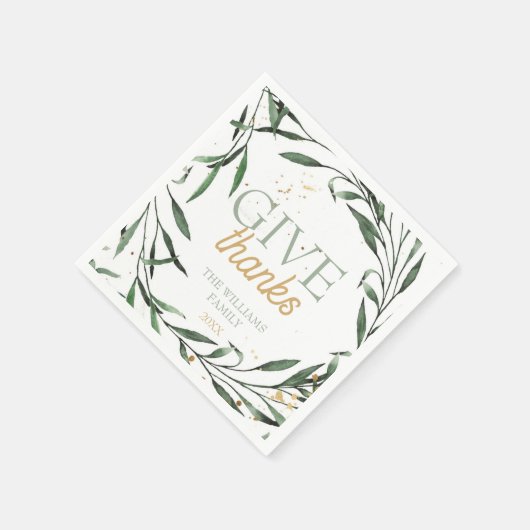 エレガント植物樹与え感謝してい苗名 スタンダードカクテルナプキン (角)