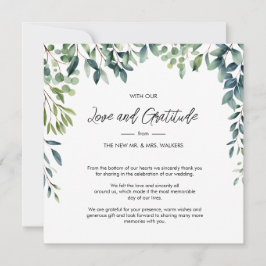 エレガント植物樹葉写真結婚s サンキューカード