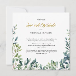 エレガント植物樹離れ結婚草 サンキューカード