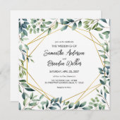 エレガント植物樹離れ結婚草 招待状 (正面/裏面)