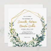 エレガント植物樹離れ結婚草 招待状 (正面/裏面)