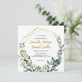 エレガント植物樹離れ結婚草 招待状 (スタンド正面)