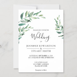 エレガント植物水葉色結婚の マグネット招待状