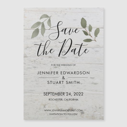 エレガント植物水離れ色写真結婚s マグネット招待状 (正面)