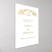 エレガント植物紋モノグラム歓迎サイン 箔ポスター (レイダウン)