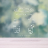 エレガント植物紋章モノグラム看板飲料 アクリルサイン (ニュートラル)