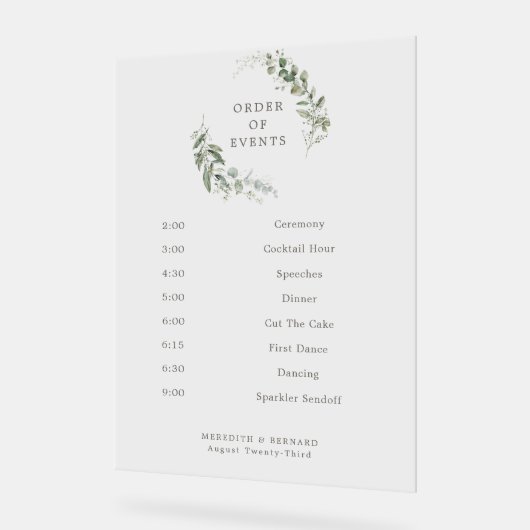 エレガント植物結婚イベント アクリルサイン (傾斜)