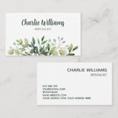 エレガント植物緑離れ白 名刺 (正面/裏面)