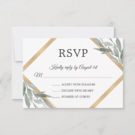 エレガント植物葉の葉の金箔結婚 出欠カード