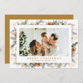 エレガント植物葉 | フォトメリークリスマス シーズンカード