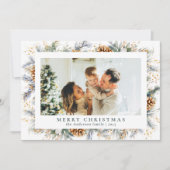 エレガント植物葉 | 濃い緑のクリスマス シーズンカード (正面)