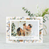 エレガント植物葉 | 濃い緑のクリスマス シーズンカード (スタンド正面)