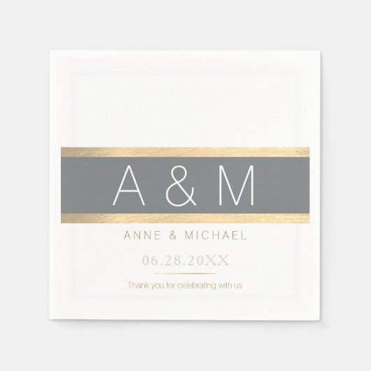 エレガント楽しいモノグラムの披露宴 スタンダードカクテルナプキン (正面)