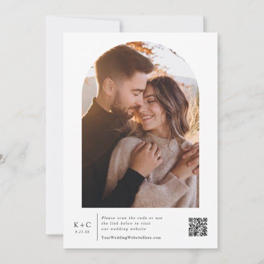 エレガント樺の木ツリーBohoフォト結婚ズ 招待状 (裏面)