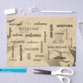 エレガント歓迎パターンブラックと金ゴールド 薄葉紙 (クラフト)