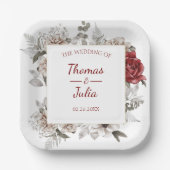 エレガント正方形パーティー水彩花 ペーパープレート (正面)