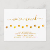 エレガント歩くポー金ゴールドのパーソナライズ移動 案内ポストカード (正面)