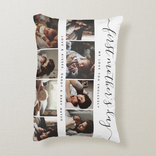 エレガント母の日の写真カスタムコラージュ アクセントクッション (裏面(縦))