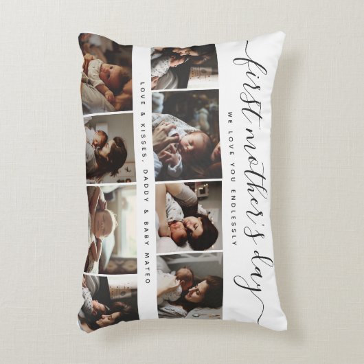 エレガント母の日の写真カスタムコラージュ アクセントクッション (正面(垂直))