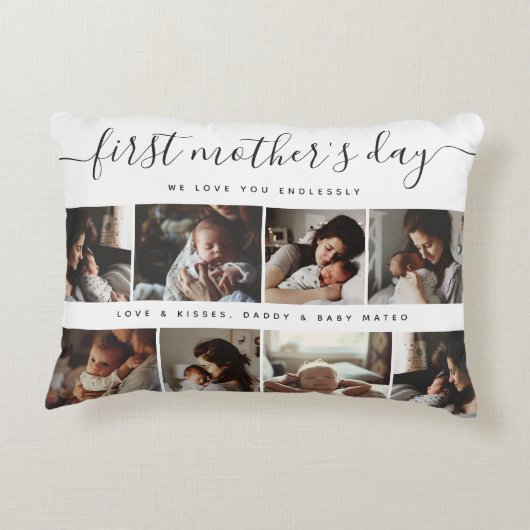 エレガント母の日の写真カスタムコラージュ アクセントクッション (裏面)