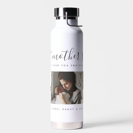 エレガント母の日の写真カスタムコラージュ ウォーターボトル (左面)