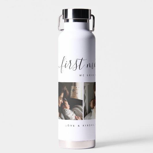 エレガント母の日の写真カスタムコラージュ ウォーターボトル (正面)