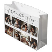 エレガント母の日の写真カスタムコラージュ ラージペーパーバッグ (裏面アングル)