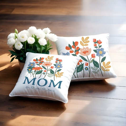 エレガント母フローラ花パーソナライズされた クッション