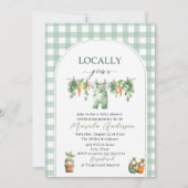 エレガント水の色ローカル育ての赤ちゃんシャワー 招待状 (正面)