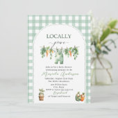 エレガント水の色ローカル育ての赤ちゃんシャワー 招待状 (スタンド正面)