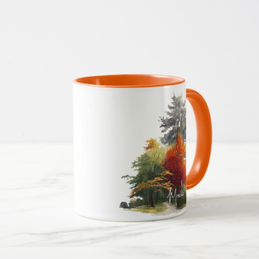 エレガント水カラフル色の木 マグカップ (正面右)