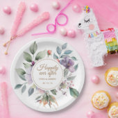 エレガント水カラーフローラ結婚 ペーパープレート (パーティー)