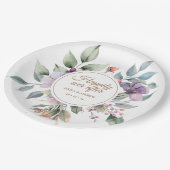 エレガント水カラーフローラ結婚 ペーパープレート (アングル)