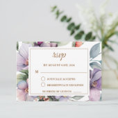 エレガント水カラーフローラ結婚 出欠カード (スタンド正面)