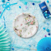 エレガント水フォーマル色フローラ食器 ペーパープレート (パーティー)