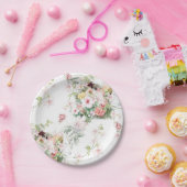 エレガント水フォーマル色フローラ食器 ペーパープレート (パーティー)