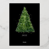 エレガント水ミニマル色クリスマスツリーの休日 箔シーズンカード (裏面)