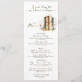 エレガント水モダン色ストーリーブックブライダルシャワー メニュー (正面)