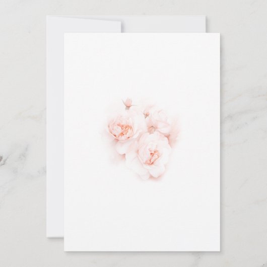 エレガント水モダン色ピンクフローラ洗礼 招待状 (裏面)