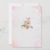 エレガント水モダン色ピンクフローラ洗礼 招待状 (裏面)