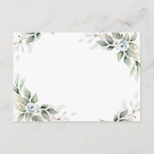 エレガント水彩ほこりっぽい青い葉詳細 エンクロージャーカード (裏面)