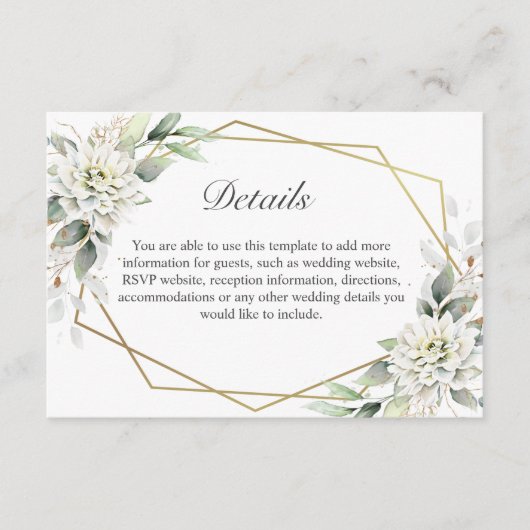 エレガント水彩ほこりっぽい青い葉詳細 エンクロージャーカード (正面)