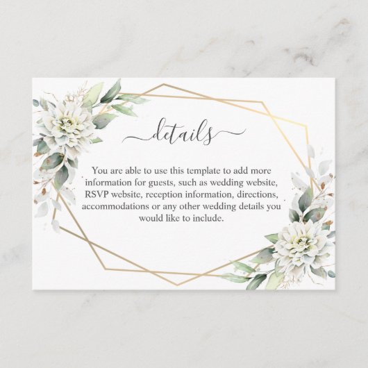 エレガント水彩ほこりっぽい青い葉詳細 エンクロージャーカード (正面)