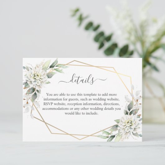 エレガント水彩ほこりっぽい青い葉詳細 エンクロージャーカード (スタンド正面)