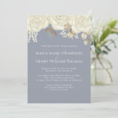 エレガント水彩アイボリーバラフローラ金ゴールド葉 招待状 (スタンド正面)