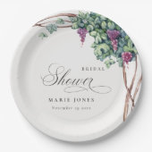 エレガント水彩グレープフィン葉ブライダルシャワー ペーパープレート (正面)