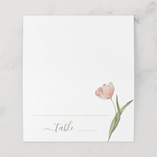 エレガント水彩チューリ結婚ップ プレイスカード (外部開封)