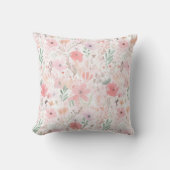 エレガント水彩ピンクパステルフローラルパターン クッション (正面)