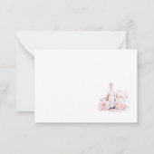 エレガント水彩ピンクフローラブライダルシャワー ノートカード (裏面)