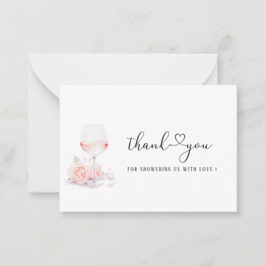 エレガント水彩ピンクフローラブライダルシャワー ノートカード (正面)